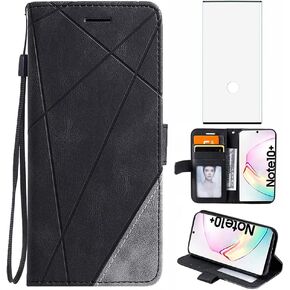 متوافق مع حافظة هاتف Samsung Galaxy Note 10 Plus Glaxay Note10+ 5G وواقي شاشة من الزجاج المقسى وغطاء قلاب وحامل بطاقات لهاتف Gaxaly Note10 + Notes 10+ Ten Not S10 10Plus أزرق in Kuwait