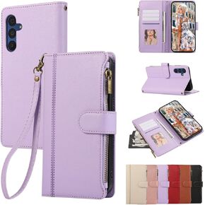 Case for Samsung Galaxy S24 FE, Wallet with Card Slots for Galaxy S24 FE Case, Fashion PU Leather Magnetic Flip Zipper Style Phone Cover for Samsung Galaxy S24 FE 6.7 Inch - Black