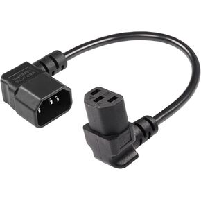 CERRXIAN 30cm/1ft IEC 320 90 Degree C13 to C14 Power Cable,18AWG Down Angle IEC 320 C13 3 Pin Female to Left Angle C14 3 Pin Male Power Supply Extension Cord for Computer LED HDTV Monitor and Scanner