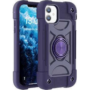 MARKILL Compatible with iPhone 11 Case 6.1 Inch for Girls with 360°Rotate Ring Stand, Military Grade Drop Protection Full Body Cute Case for iPhone 11 (Rainbow Pink)