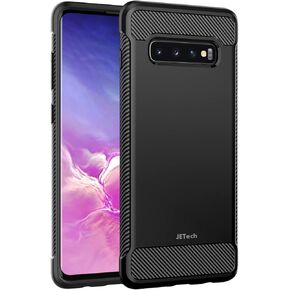 JETech Slim Fit Case for Samsung Galaxy S10 Plus S10+, Thin Phone Cover with Shock-Absorption and Carbon Fiber Design (Black)