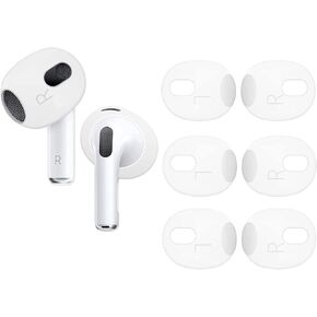 Fit in Case AirPod 3 Eartips Covers Anti-Slip Earuds Cover Silicone Compatible with AirPods 3【 Fit in The Charging Case 】 3 Pairs White 3pwa3