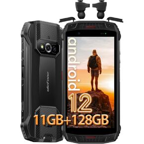 Ulefone Android 12 Armor 15 Rugged Phone Unlocked, IP68/IP69K, Built-in TWS Earbuds, 11GB+128GB, 4-Day Battery, 16MP+12MP+13MP Camera, Dual Loud Speakers Dual 4G, Octa-core, OTG, GPS, Black