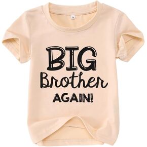 Big Brother Shirt for Toddler Boys Promoted to Big Brother Again Announcement T-Shirt Kids Summer Short Sleeve Tees