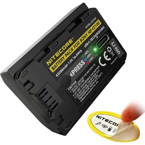 Nitecore UFZ100 USB-C Rechargeable Camera Battery, Compatible with Sony NP-FZ100 Alpha A series Camera, Sticker