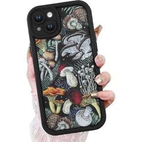 KANGHAR Black Case for iPhone 7/8/SE Case, Cute Mushroom Art Design Soft TPU Shockproof Protective for Women Girls Summer Phone Cover
