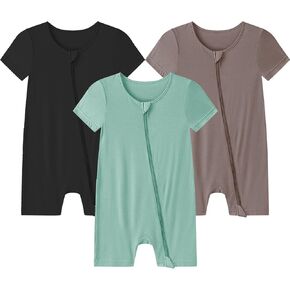 Rayon Romper,Unisex Baby Footless,Unisex Short Sleeve Zipper Rompers,Sleep and Play Clothes