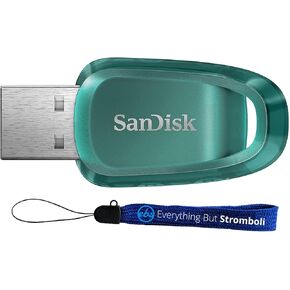 SanDisk Ultra Eco USB 3.2 Flash Drive 128GB Gen 1 USB-A High Performance Thumb Drive for Computers, Laptops, Desktops 100MB/s (SDCZ96-128G-G46) Bundle with (1) Everything But Stromboli Lanyard