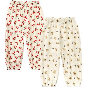 MYGBCPJS Baby Boys Girls Cotton Linen Trousers Kids Casual Ankle Pants Loose Long Bloomers