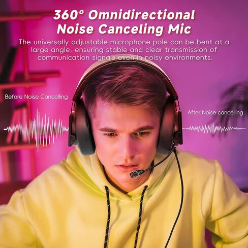 Gaming Headset for PC,PS5,PS4,Xbox One Series X/S,Switch,Laptop,Computer-Foldable Wired Gaming Headphones with Mic,Over Ear Wired Headphones with Noise-Canceling Mic,Surround Sound,COLUSI 900-BlackRed in Saudi Arabia