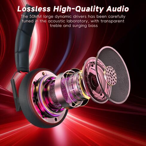 Gaming Headset for PC,PS5,PS4,Xbox One Series X/S,Switch,Laptop,Computer-Foldable Wired Gaming Headphones with Mic,Over Ear Wired Headphones with Noise-Canceling Mic,Surround Sound,COLUSI 900-BlackRed in Saudi Arabia
