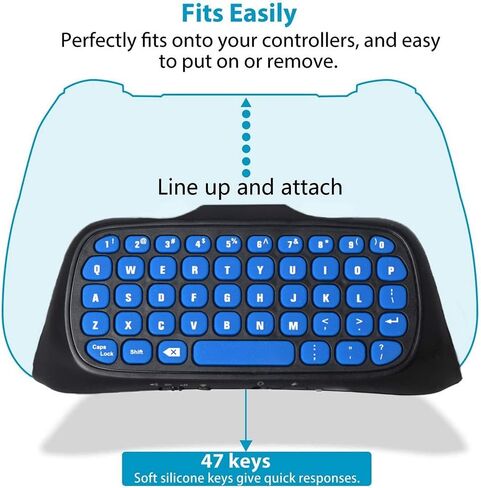 لوحة مفاتيح وحدة تحكم PS4، 2.4G لاسلكية قابلة لإعادة الشحن عبر الإنترنت، لوحة مفاتيح للدردشة المباشرة للرسائل مع سماعة رأس Aux-in 3.5 ملم لسوني بلاي ستيشن 4، PS4 Slim، PS4 Pro (وحدة التحكم غير متضمنة) in Kuwait