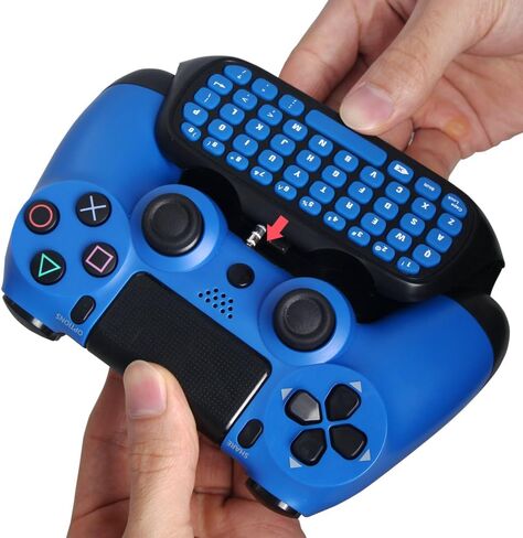 لوحة مفاتيح وحدة تحكم PS4، 2.4G لاسلكية قابلة لإعادة الشحن عبر الإنترنت، لوحة مفاتيح للدردشة المباشرة للرسائل مع سماعة رأس Aux-in 3.5 ملم لسوني بلاي ستيشن 4، PS4 Slim، PS4 Pro (وحدة التحكم غير متضمنة) in Kuwait