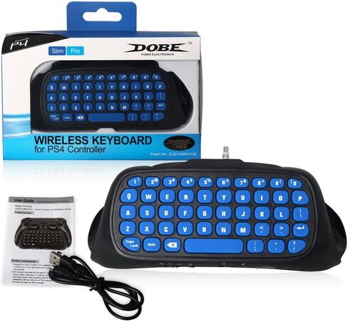 لوحة مفاتيح وحدة تحكم PS4، 2.4G لاسلكية قابلة لإعادة الشحن عبر الإنترنت، لوحة مفاتيح للدردشة المباشرة للرسائل مع سماعة رأس Aux-in 3.5 ملم لسوني بلاي ستيشن 4، PS4 Slim، PS4 Pro (وحدة التحكم غير متضمنة) in Kuwait