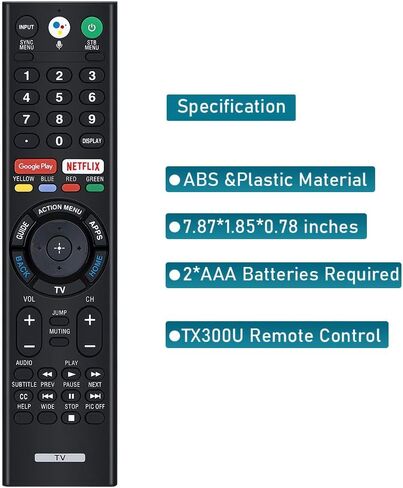 جهاز التحكم عن بعد لجهاز Sony Smart Bravia Remote، وجهاز التحكم عن بعد لميكروفون البحث الصوتي من Sony Bluetooth، وتلفزيونات Sony Smart Bravia Android، وتلفزيون Sony 4K UHD Crystal HDR، وتلفزيون Sony OLED Ultra HDTV، وتلفزيون سلسلة XBR KDL، RMF-TX300U in Kuwait