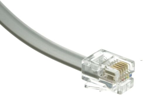 ACL 1 Feet RJ12 6P/6C سلك هاتف مستقيم (بيانات)، فضي ساتان، 10 عبوات in Kuwait