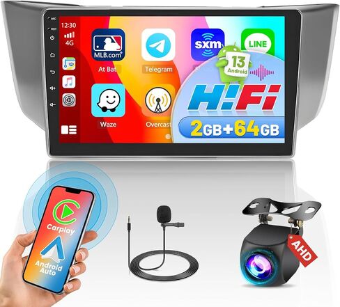 2+64G Android 13 Stereo Carplay for Lexus RX300 RX330 RX350 RX400H 2003-2009, Touchscreen Car Radio 9 Inch with Wireless Android Auto GPS Navigation HiFi RDS BT Backup Camera in Saudi Arabia