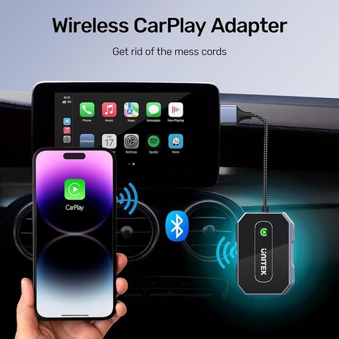 محول Unitek Wireless CarPlay - التوصيل والتشغيل، بلوتوث، محول لتشغيل CarPlay السلكي في المصنع، متوافق مع أجهزة iPhone التي تعمل بنظام iOS 10+ مطلوب in Kuwait