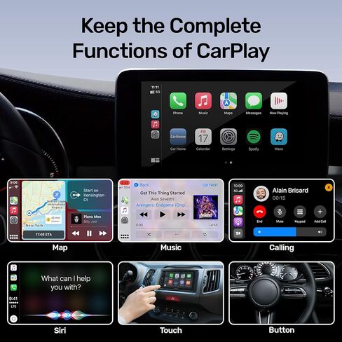 محول Unitek Wireless CarPlay - التوصيل والتشغيل، بلوتوث، محول لتشغيل CarPlay السلكي في المصنع، متوافق مع أجهزة iPhone التي تعمل بنظام iOS 10+ مطلوب in Kuwait