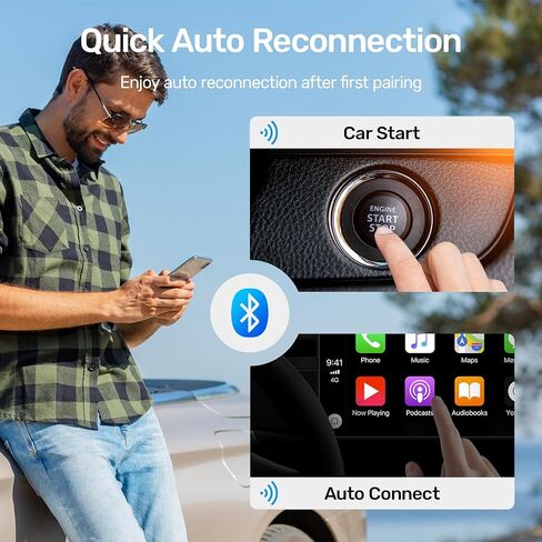 محول Unitek Wireless CarPlay - التوصيل والتشغيل، بلوتوث، محول لتشغيل CarPlay السلكي في المصنع، متوافق مع أجهزة iPhone التي تعمل بنظام iOS 10+ مطلوب in Kuwait