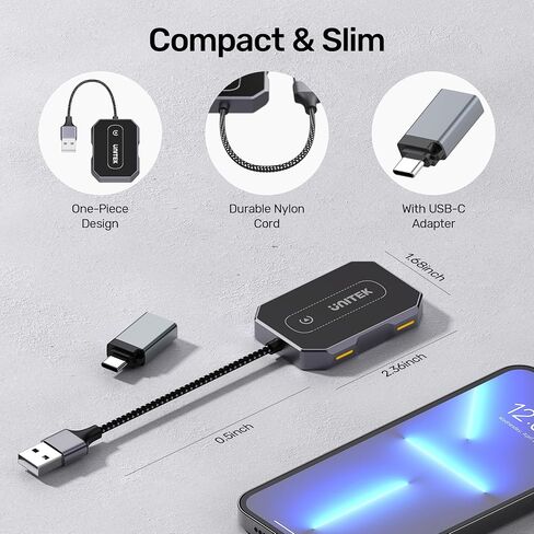 محول Unitek Wireless CarPlay - التوصيل والتشغيل، بلوتوث، محول لتشغيل CarPlay السلكي في المصنع، متوافق مع أجهزة iPhone التي تعمل بنظام iOS 10+ مطلوب in Kuwait