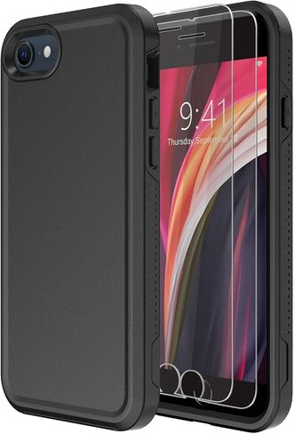 Diverbox for iPhone SE Case [Tempered Glass Screen Protector] [Shockproof] [Dropproof] Heavy Duty Protection Phone Case Cover for Apple iPhone SE (Clear 2in1) in Saudi Arabia
