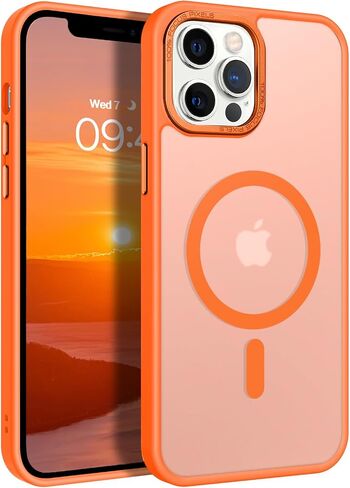 BENTOBEN for iPhone 12 Pro Max Magnetic Case, iPhone 12 Pro Max Phone Case Compatible with MagSafe, Translucent Matte Shockproof Anti-Fingerprint Phone Case for iPhone 12 Pro Max 6.7", Orange in Saudi Arabia