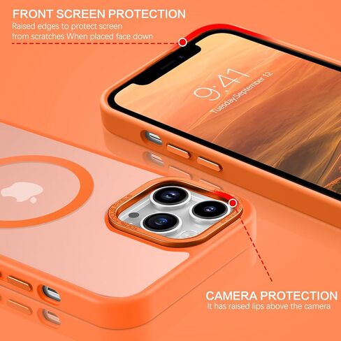 BENTOBEN for iPhone 12 Pro Max Magnetic Case, iPhone 12 Pro Max Phone Case Compatible with MagSafe, Translucent Matte Shockproof Anti-Fingerprint Phone Case for iPhone 12 Pro Max 6.7", Orange in Saudi Arabia