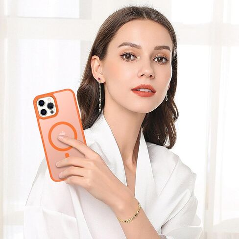 BENTOBEN for iPhone 12 Pro Max Magnetic Case, iPhone 12 Pro Max Phone Case Compatible with MagSafe, Translucent Matte Shockproof Anti-Fingerprint Phone Case for iPhone 12 Pro Max 6.7", Orange in Saudi Arabia