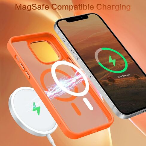 BENTOBEN for iPhone 12 Pro Max Magnetic Case, iPhone 12 Pro Max Phone Case Compatible with MagSafe, Translucent Matte Shockproof Anti-Fingerprint Phone Case for iPhone 12 Pro Max 6.7", Orange in Saudi Arabia