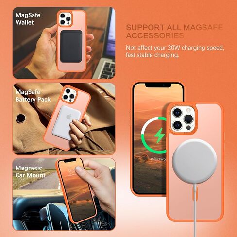 BENTOBEN for iPhone 12 Pro Max Magnetic Case, iPhone 12 Pro Max Phone Case Compatible with MagSafe, Translucent Matte Shockproof Anti-Fingerprint Phone Case for iPhone 12 Pro Max 6.7", Orange in Saudi Arabia