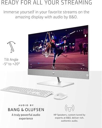 HP Pavilion 27" QHD All-in-One, Intel Core i7-13700T (Beats Intel i9-12900K), NVIDIA GeForce RTX 3050, 64GB RAM, 2TB PCIe SSD, IR Camera, Wireless KB & Mouse, HDMI, Wi-Fi 6, Windows 11 Pro, White in Saudi Arabia