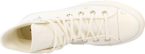 حذاء رياضي قماشي Chuck Taylor All Star Lift من Converse للجنسين - طراز إغلاق برباط - أبيض/أزرق شرنقي 7.5 in Kuwait