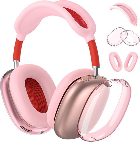 ULAK Case for AirPods Max Headphones, 3in1 Clear TPU Ear Cup Covers/Silicone Ear Pad Case/Headband Cover for AirPods Max, Anti Scratch Transparent Protective Accessories for Apple AirPods Max, White in Saudi Arabia
