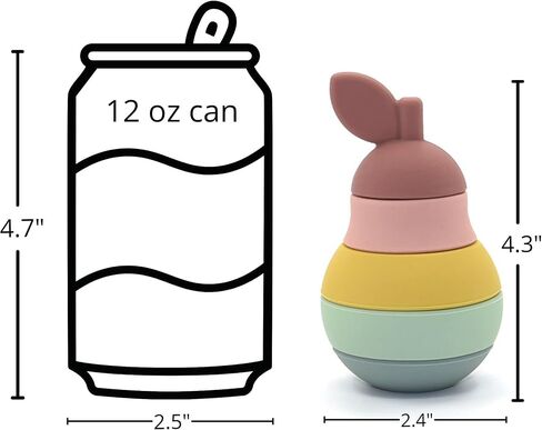 Silicone Pear Stacker Toy for Kids, Toddlers, Babies - Baby Teether Toys, Stacking, Nesting, Sorting, Puzzle, Blocks, Travel, Bath, Sensory, Gift, Educational, Montessori in Saudi Arabia