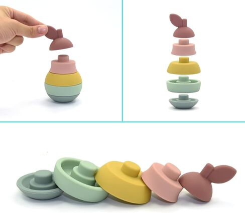 Silicone Pear Stacker Toy for Kids, Toddlers, Babies - Baby Teether Toys, Stacking, Nesting, Sorting, Puzzle, Blocks, Travel, Bath, Sensory, Gift, Educational, Montessori in Saudi Arabia