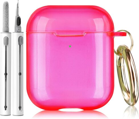 AIRSPO Airpods Case Cover, AirPods 2nd Generation Case Cover with Cleaner Kit, Clear Soft TPU Protective Cover Compatible with Apple AirPods 1/2 Wireless Charging Case with Keychain in Saudi Arabia