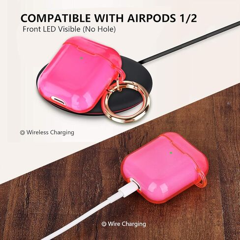 AIRSPO Airpods Case Cover, AirPods 2nd Generation Case Cover with Cleaner Kit, Clear Soft TPU Protective Cover Compatible with Apple AirPods 1/2 Wireless Charging Case with Keychain in Saudi Arabia