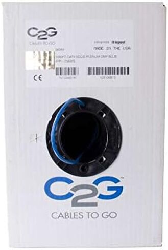 كابل مجمع C2G 56019 Cat6 - كابل شبكة إيثرنت غير محمي مع موصلات صلبة، تصنيف CMP الكامل، متوافق مع TAA، أزرق (1000 قدم، 304.8 متر) (صنع في الولايات المتحدة الأمريكية) in Saudi Arabia