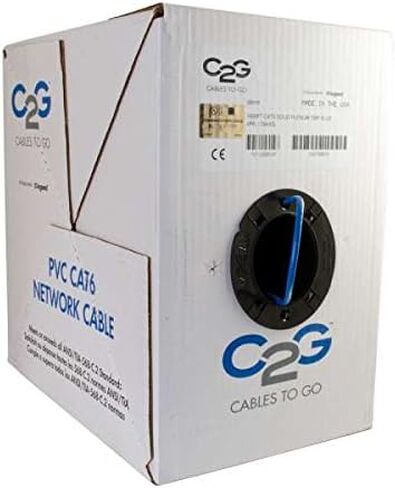 كابل مجمع C2G 56019 Cat6 - كابل شبكة إيثرنت غير محمي مع موصلات صلبة، تصنيف CMP الكامل، متوافق مع TAA، أزرق (1000 قدم، 304.8 متر) (صنع في الولايات المتحدة الأمريكية) in Saudi Arabia
