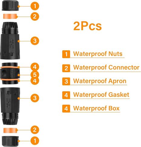 وصلة SinLoon RJ45 مقاومة للماء 2 حزمة 10 جيجابايت محمية من النحاس النقي RJ45 أنثى إلى أنثى IP68 موصل كابل إيثرنت خارجي مقاوم للماء لكابل إيثرنت Cat5/Cat6/Cat6A (برتقالي) in Saudi Arabia