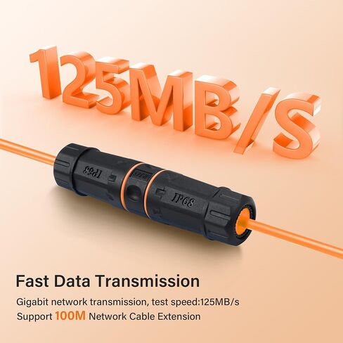 وصلة SinLoon RJ45 مقاومة للماء 2 حزمة 10 جيجابايت محمية من النحاس النقي RJ45 أنثى إلى أنثى IP68 موصل كابل إيثرنت خارجي مقاوم للماء لكابل إيثرنت Cat5/Cat6/Cat6A (برتقالي) in Saudi Arabia