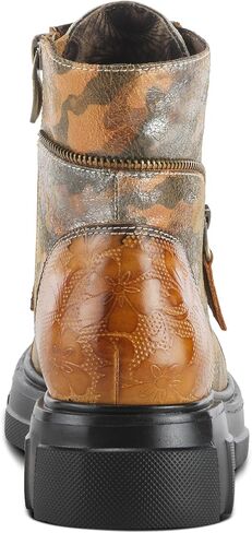 Spring Step L'Artiste Carnelian Booties for Women - Leather Ankle Boots with Lace-up and Zipper - Hand-Painted Womens Boots for Outdoor in Saudi Arabia