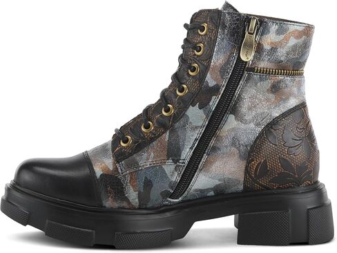 Spring Step L'Artiste Carnelian Booties for Women - Leather Ankle Boots with Lace-up and Zipper - Hand-Painted Womens Boots for Outdoor in Saudi Arabia