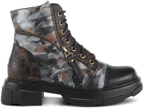 Spring Step L'Artiste Carnelian Booties for Women - Leather Ankle Boots with Lace-up and Zipper - Hand-Painted Womens Boots for Outdoor in Saudi Arabia