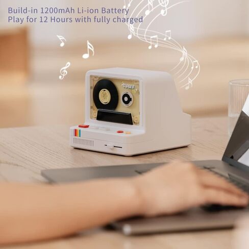 Vintage Cassette Player Style Bluetooth Speaker Tape Recorder Style Retro Bluetooth Speaker White Cute Look Creative Gift for Girls Good Bass Enhancement Loud Volume in Saudi Arabia