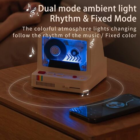 Vintage Cassette Player Style Bluetooth Speaker Tape Recorder Style Retro Bluetooth Speaker White Cute Look Creative Gift for Girls Good Bass Enhancement Loud Volume in Saudi Arabia