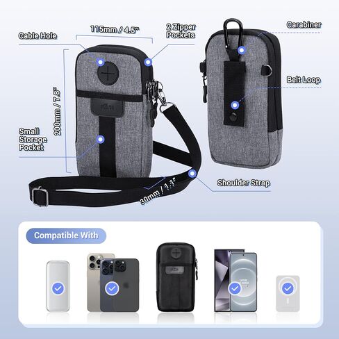 Carrying Case for Vision Pro Battery, Dual Pocket Holster Crossbody Bag Holder for Apple VR Vision Pro Battery & iPhone 15 14 13 Pro Max,for Vision Pro Battery Case Belt Protective Cover for Walking in Kuwait