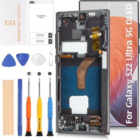 شاشة S22 Ultra 5G S908 6.78 بوصة OLED LCD + إطار أسود فانتوم (وليس OEM 6.8 بوصة) لهاتف Samsung Galaxy S22 Ultra 5G شاشة Lcd بديلة تعمل باللمس in Kuwait