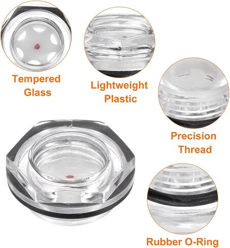 HARFINGTON 4pcs Air Compressor Oil Sight Glass G3/4 Male Liquid Level Gauge Plastic Hex Head Oil Indicator Window with O-Ring for Air Compressor Fittings Gearbox Tanks, Transparent in Saudi Arabia